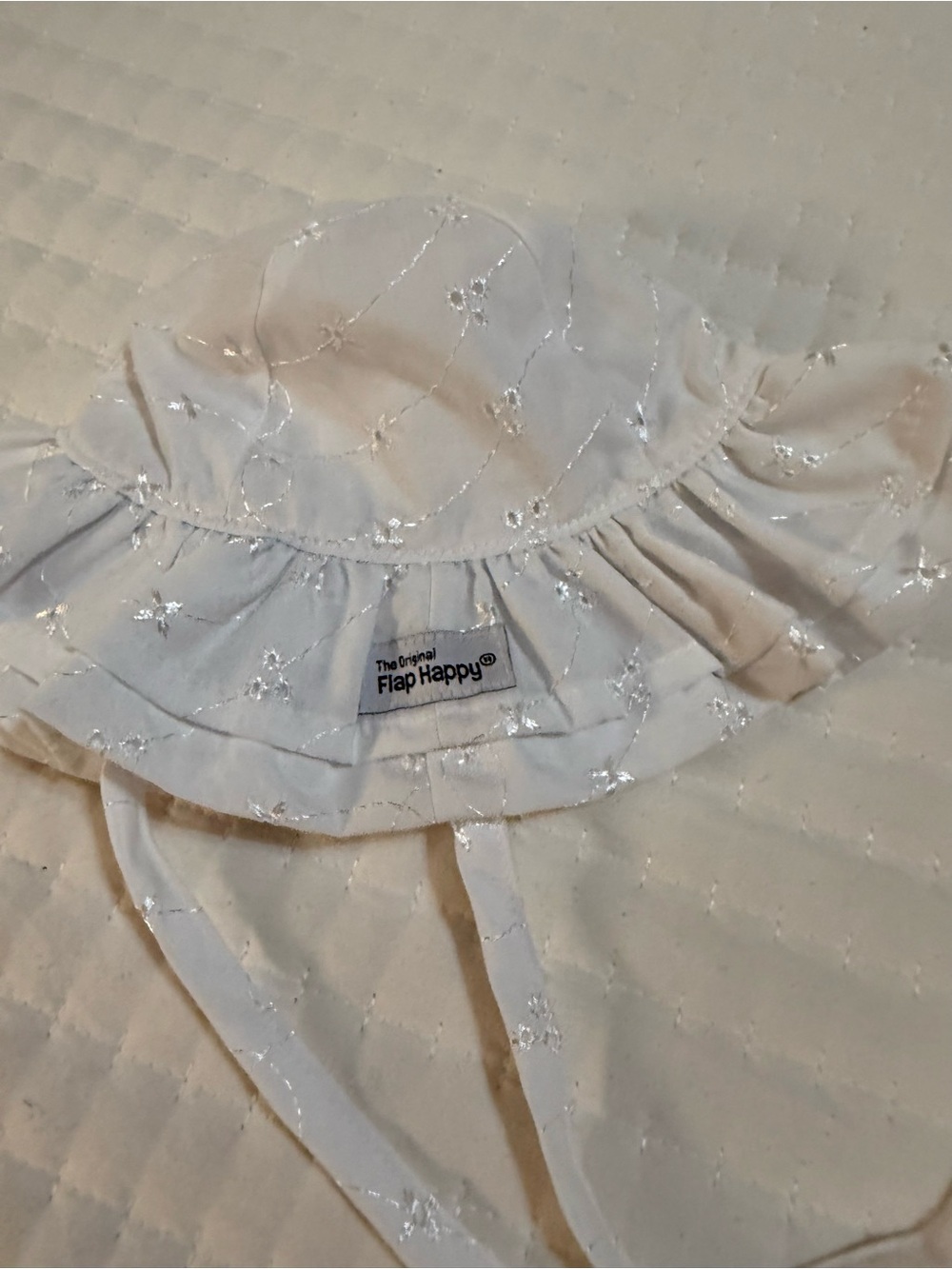 The Original FlapHappy White Baby Sun Hat